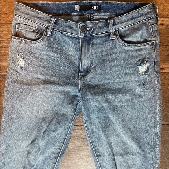 NWOT Kut from the Kloth Distressed Reese Ankle Straight Let Raw Hem Jeans Sz 4 - Picture 4 of 15
